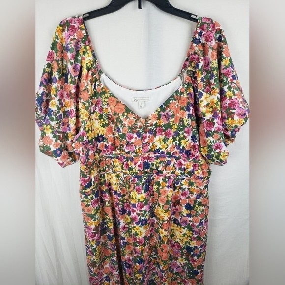 NWOT Cato Orange Multicolored Puff Short Sleeve Dress Sz XL - Picture 3 of 12